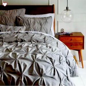 West Elm Pintuck Queen Duvet and Shams